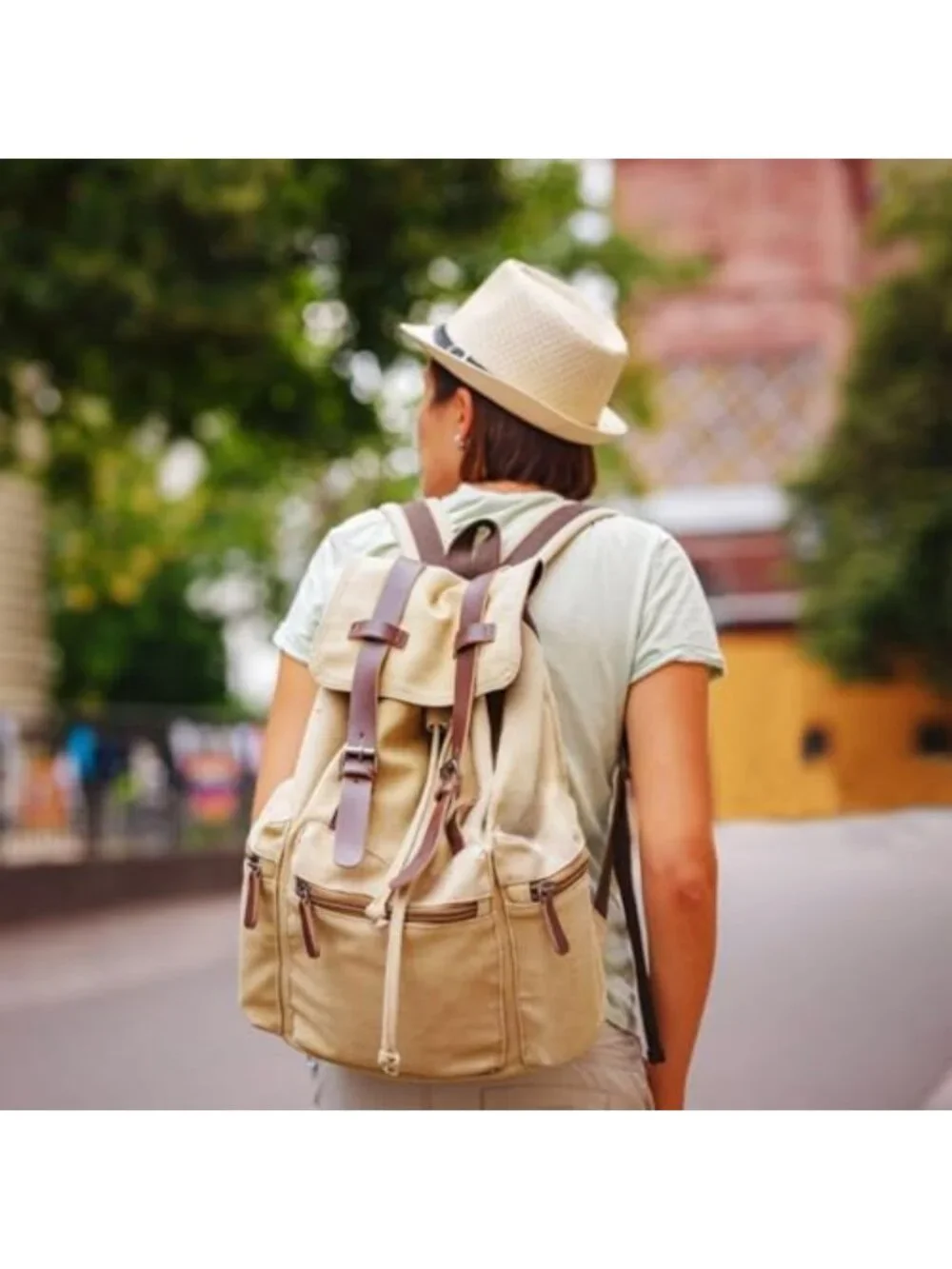 Vintage Canvas Laptop Backpack, Travel Rucksack for Men & Women, Fits 15.6